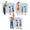 Parents Scolding Naughty Boys Set, Adult People Chastening Children for Bad Behavior Vector Illustration