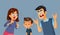 Parents Screaming at Their Child Vector Illustration