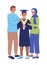 Parents and son graduate semi flat color vector characters