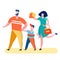 Parents with Son Shopping Vector Illustration