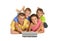 Parents with sons using laptop