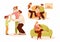 Parents Supporting Children Soothing and Talking to Them Vector Set