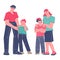 Parents supporting and comforting children, flat vector illustration isolated.