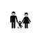 parents with a swinging child icon. Simple black family icon. Can be used as web element, family design icon