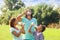 Parents with teenager drinking cold water