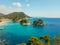 Parga city and sea  panoramic view spring season, greek tourist resort