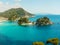 Parga city and sea  panoramic view spring season, greek tourist resort