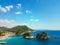 Parga city and sea  panoramic view spring season, greek tourist resort