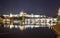 Pargue charles bridge and prague castle by night reflections river