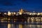 Pargue at dusk, view of the Charles Bridge and Prague Castle