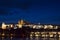 Pargue at dusk, view of the Charles Bridge and Prague Castle