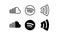 Pariaman, Indonesia - July 13, 2022 : Soundcloud, Spotify and Noice icons, podcast and social media app icons in glyph and outline