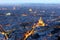 Paris aerial at night with Les Invalides, France