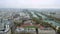 Paris aerial tilt view of Seine and bridge