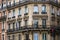 Paris architecture balconies windows and details in French city architectural art in Europe