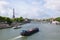 Paris, barge and eiffel tower