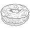 Paris brest france dessert snack isolated doodle hand drawn sketch with outline style