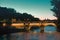 Paris bridges over Seine are nicely illuminated at night