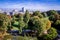 Paris city aerial view from the Buttes-Chaumont, Paris