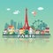 Paris City landscape. Flat design illustration