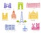 Paris city sights illustrations
