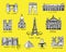 Paris city sights illustrations