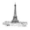 Paris,cityscape with Eifel Tower. Sketch for your design