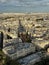 Paris cityscape from the Eiffel Tower, France with the shadow of the tower on the buildings