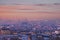 Paris cityscape panorama taken at dusk from Montmartre