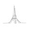 Paris eiffel tower hand drawn vector illustration continuous line art single drawing isolated on white background