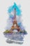 Paris Eiffel Tower watercolor painting