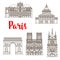 Paris famous landmarks vector buildings icons