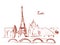 Paris flat background. illustration of most famous London attractions in trendy flat style. Isolated on white background.