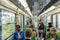 Paris, France, 09/10/2019: People in a subway car