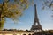 Paris, France - 27.10.2021: Eiffel Tower and bridge in autumn