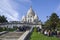 PARIS, FRANCE, 30 SEPT 2017, people enjoy a sunny autumn afternoon in Montmartre, Sacre Coeur church