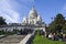 PARIS, FRANCE, 30 SEPT 2017, people enjoy a sunny autumn afternoon in Montmartre, Sacre Coeur church