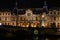 Paris / France - April 03 2019. The Louvre Museum Paris and bridge Pont du Carrousel over the River Seine at the night