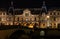 Paris / France - April 03 2019. The Louvre Museum Paris and bridge Pont du Carrousel over the River Seine at the night