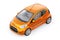 Paris. France. April 13, 2022. Citroen C1 2010. Orange ultra compact city car for the cramped streets of historic cities