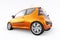 Paris. France. April 13, 2022. Citroen C1 2010. Orange ultra compact city car for the cramped streets of historic cities