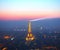 PARIS, FRANCE April 29, 2017: View over Paris from the Montparnasse Tower at night aerial panoramic view of Paris