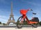 Paris, France - August 30, 2019: The electric bicycle JUMP, owned by Uber, near the Eiffel Tower in Paris, France