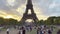 Paris, France, August 31, 2022: Footage of people walking famous places of Paris. It is a sunny summer day. Paris is the