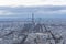 Paris, France Beautiful view of Paris with the Eiffel Tower from Montparnass tower by evening