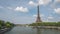 Paris France city skyline time lapse at Eiffel Tower and Seine River