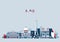 Paris France city skyline vector Flat trendy