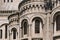 Paris, France - close-up detail of Sacre-Coeur minor basilica exterior. Sacred Heart Roman Catholic church up Montmartre hill.