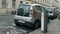 PARIS, FRANCE - DECEMBER, 31, 2016. Carsharing Autolib electric cars being recharged on the street. Modern ecologic