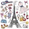 Paris France fashion Summer set.Woman,girl colored wear